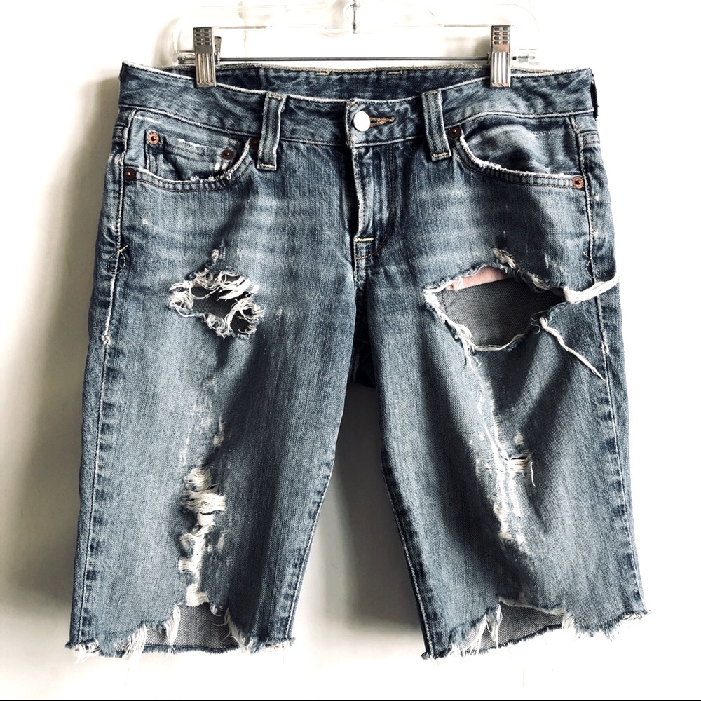 Lucky Brand Destroyed Denim Jean Shorts
